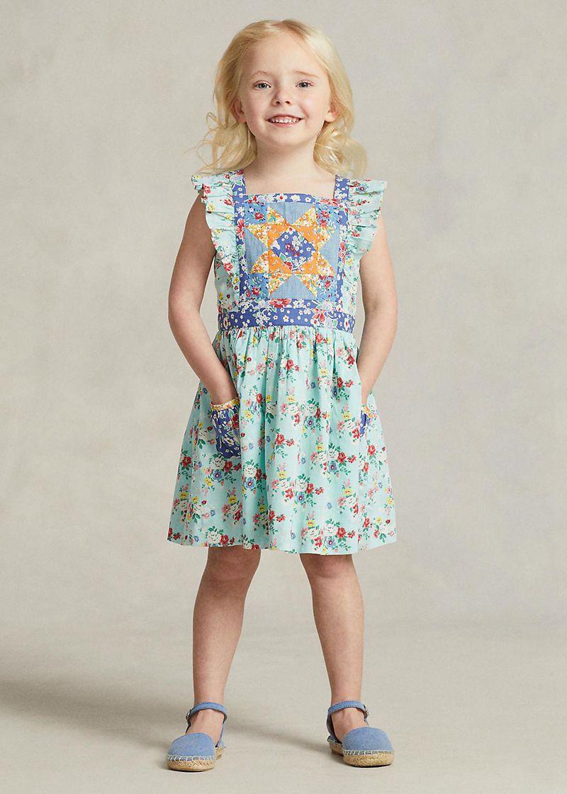 Vestidos Polo Ralph Lauren Niña 1.5-6.5 Años Patchwork Floral Cotton Chile Verde Menta PDZYU-9871